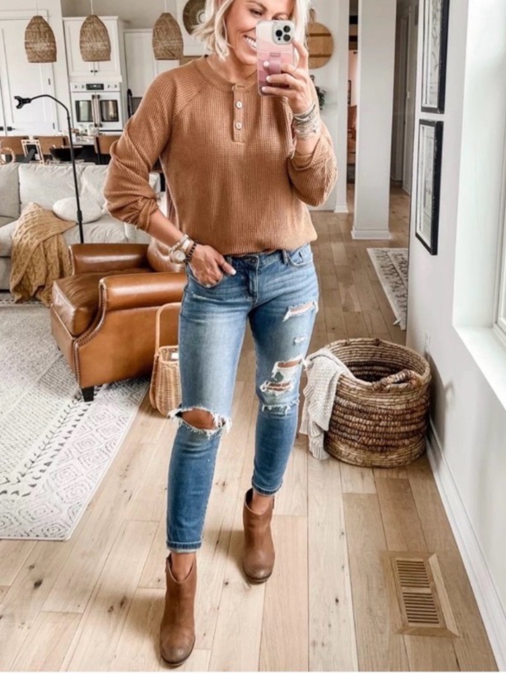 Nordstrom BP Cognac, Brandished Toe Leather Ankle Boots